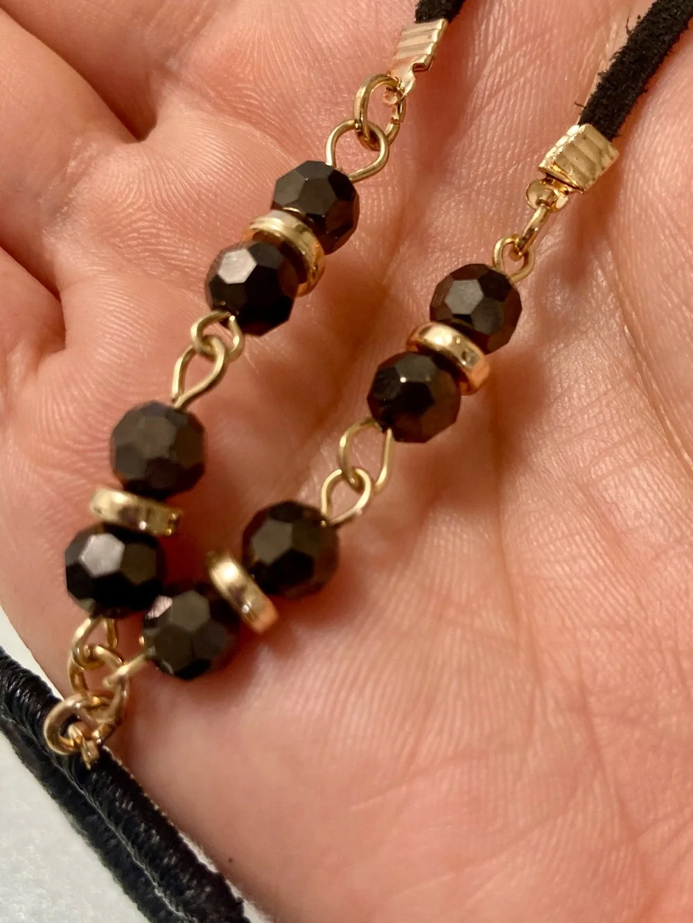 Versano Black Thread Fringe Circle Pendant preloved cord bead Necklace Jewelry